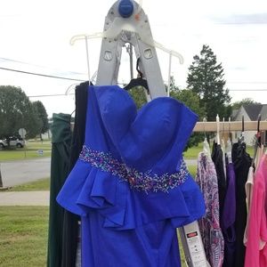 Strapless Blue mermaid evening gown